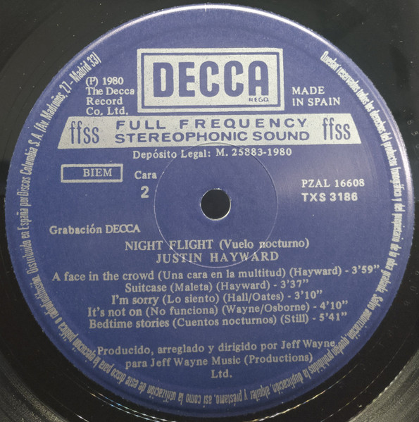 Justin Hayward - Night Flight | Decca (TXS 3186) - 4