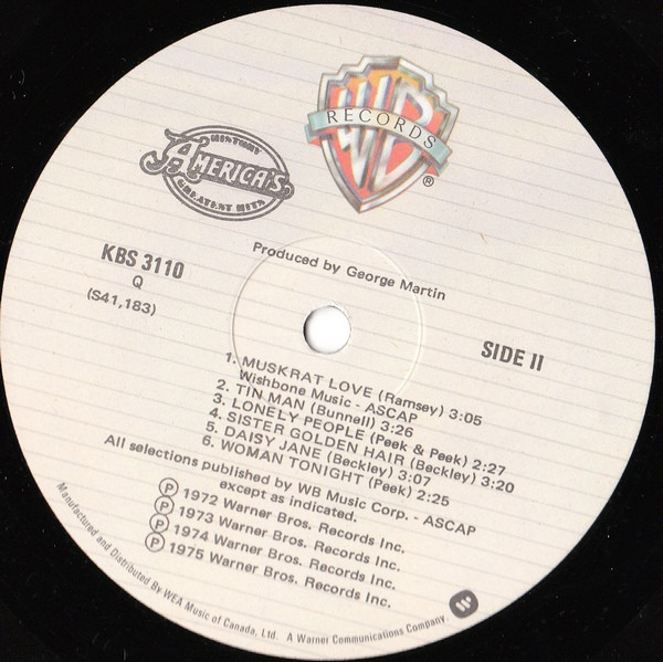 America - History / America's Greatest Hits | Warner Bros. Records (KBS 3110) - 4 America - History / America's Greatest Hits | Warner Bros. Records (KBS 3110) - 4