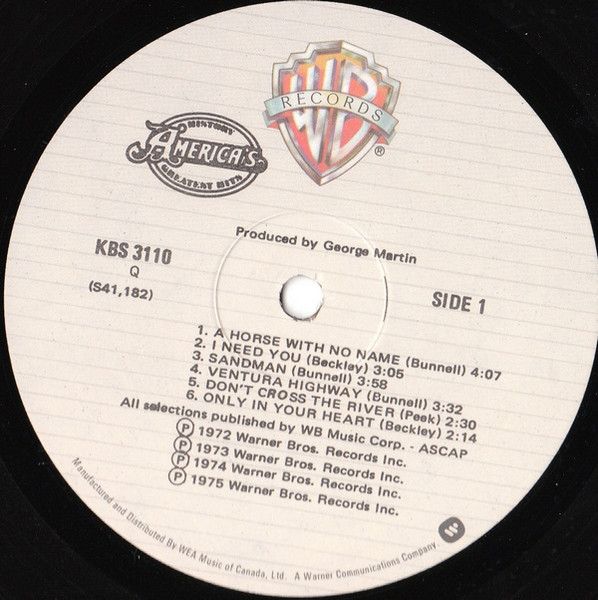 America - History / America's Greatest Hits | Warner Bros. Records (KBS 3110) - 3 America - History / America's Greatest Hits | Warner Bros. Records (KBS 3110) - 3