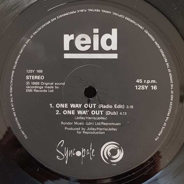 Reid - One Way Out | Syncopate (12SY 16) - 4