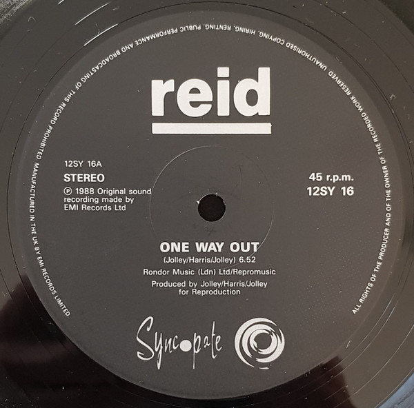 Reid - One Way Out | Syncopate (12SY 16) - 3