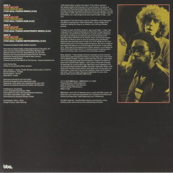 Brian Jackson - Little Orphan Boy (Two Soul Fusion Remixes) | BBE (BBE681SLP) - 2 Brian Jackson - Little Orphan Boy (Two Soul Fusion Remixes) | BBE (BBE681SLP) - 2