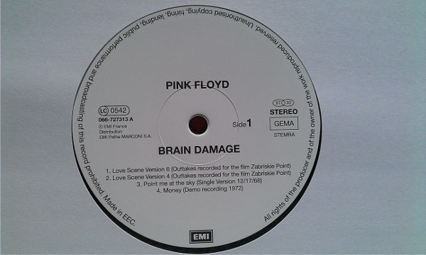 Pink Floyd - Brain Damage | EMI (066-727513) - 3 Pink Floyd - Brain Damage | EMI (066-727513) - 3