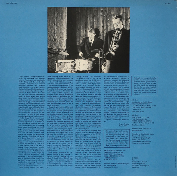 Archie Shepp/Lars Gullin Quintet - The House I Live In | SteepleChase (SCC-6013) - 2