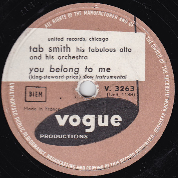 Tab Smith Orchestra - Auf Wiederseh'n Sweetheart / You Belong To Me | Vogue Productions (V. 3263) - 2
