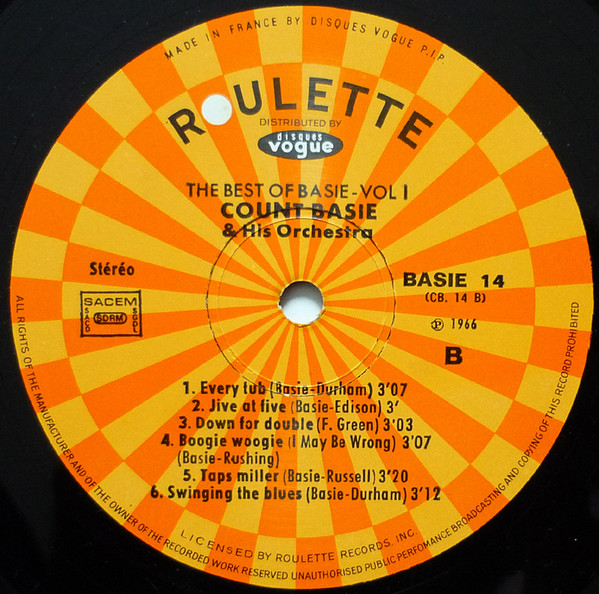 Count Basie Orchestra - The Best Of Basie Vol. 1 | Roulette (500 014) - main