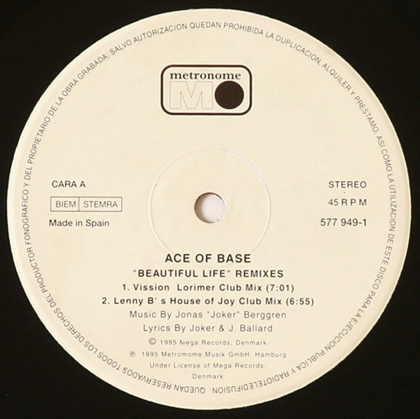 Ace Of Base - Beautiful Life (Remixes) | Metronome (577 949-1) - 3