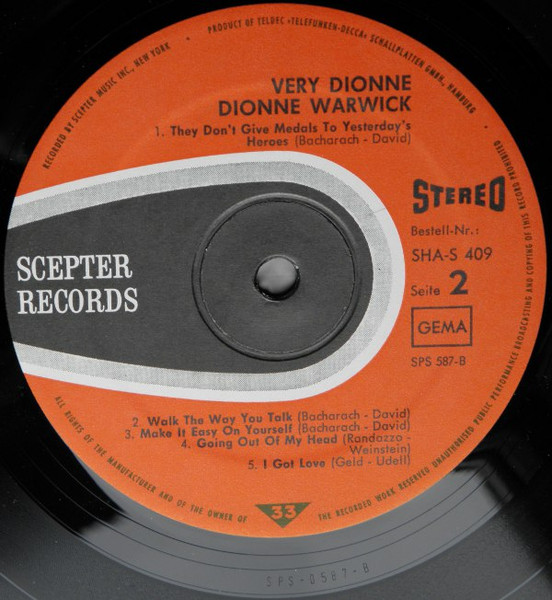 Dionne Warwick - Very Dionne | Scepter Records (SHA-S 409) - 4