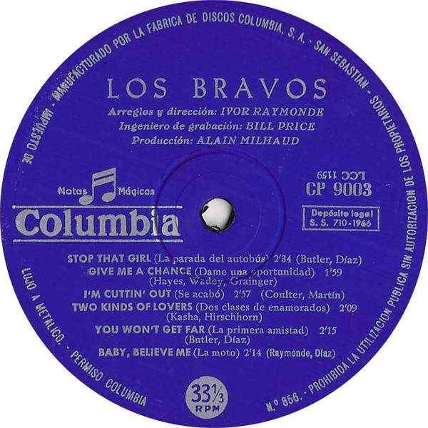 Los Bravos - Los Bravos | Columbia (CP 9.003) - 4