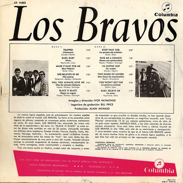 Los Bravos - Los Bravos | Columbia (CP 9.003) - 2