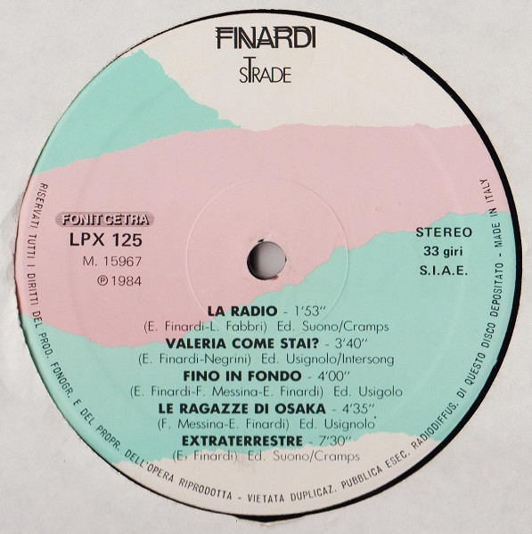 Eugenio Finardi - Strade | Fonit Cetra (LPX 125) - 3