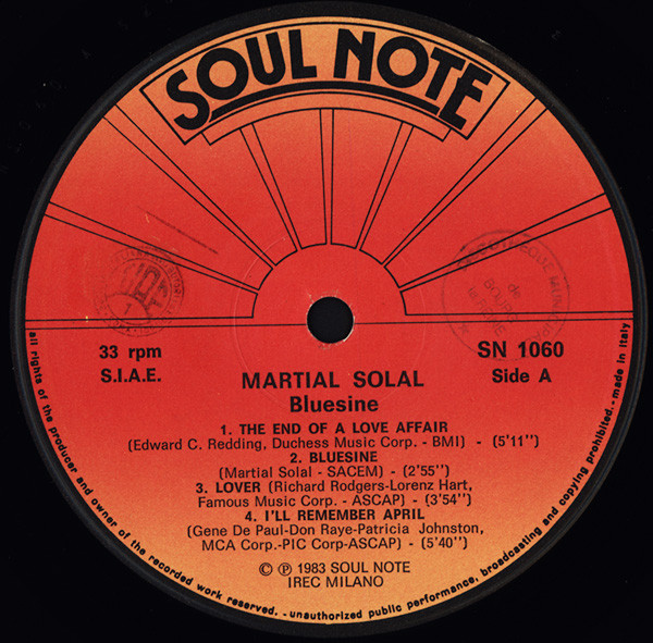 Martial Solal - Bluesine | Soul Note (SN 1060) - 3
