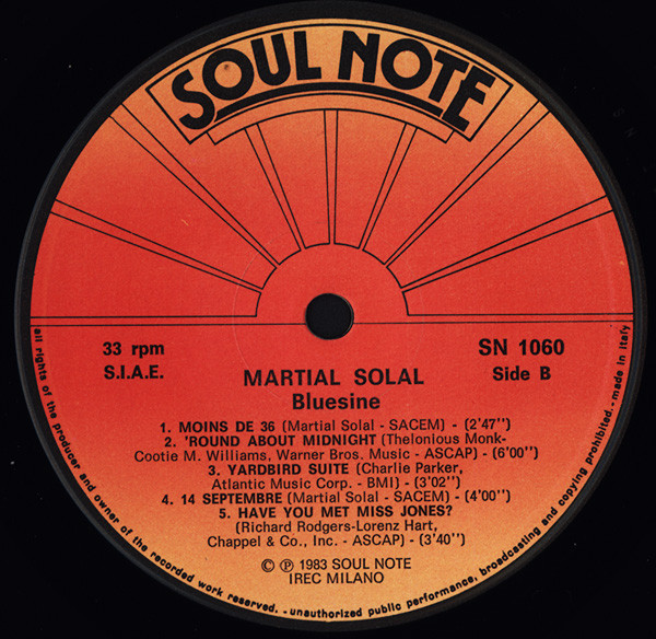 Martial Solal - Bluesine | Soul Note (SN 1060) - 4