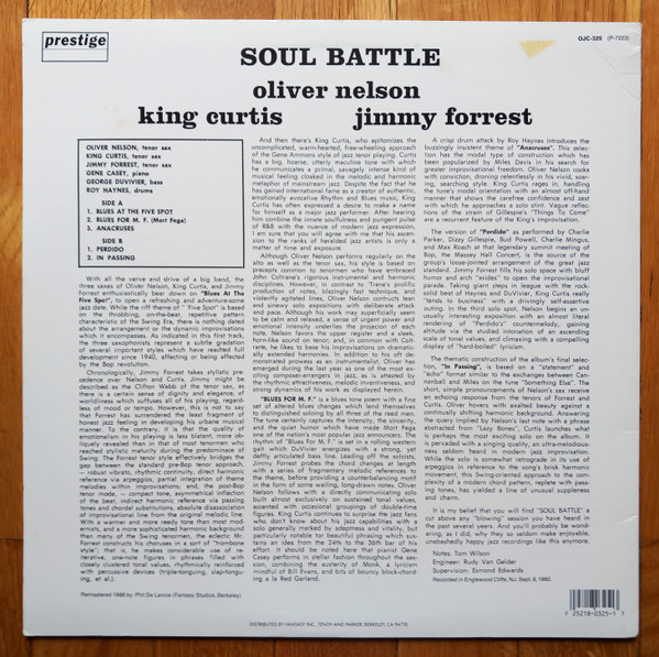 Oliver Nelson , King Curtis , Jimmy Forrest - Soul Battle | Original Jazz Classics (OJC-325) - 2