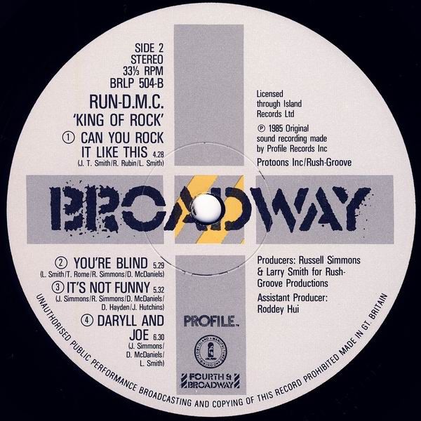 Run-DMC - King Of Rock | 4th & Broadway (BRLP 504) - 4