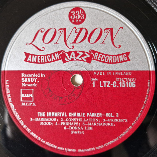 Charlie Parker - The Immortal Charlie Parker - Vol. 3 | London Records (LTZ-C15106) - 3