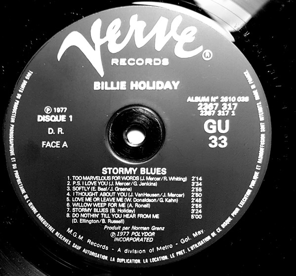 Billie Holiday - Stormy Blues | Verve Records (2610 038) - 3 Billie Holiday - Stormy Blues | Verve Records (2610 038) - 3