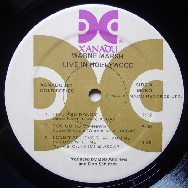 Warne Marsh - Live In Hollywood | Xanadu Records (Xanadu 151) - 3