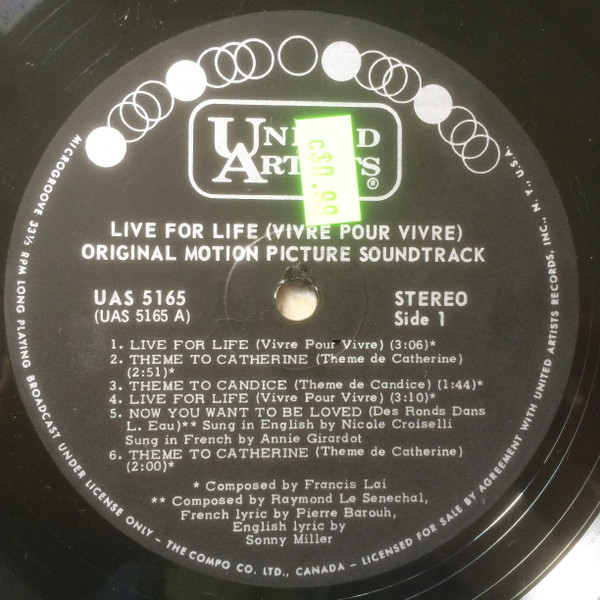 Francis Lai - Live For Life = Vivre Pour Vivre (Original Motion Picture Soundtrack) | United Artists Records (UAS 5165) - 3