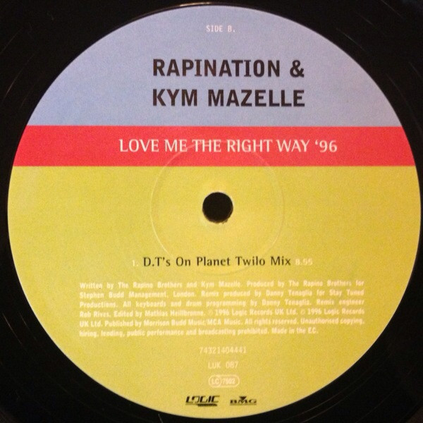 The Rapino Brothers & Kym Mazelle - Love Me The Right Way '96 | Logic Records (LUK 087) - 3