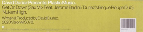 David Duriez Presents Plastic Music - Get On Down | 20:20 Vision (VIS078) - 4