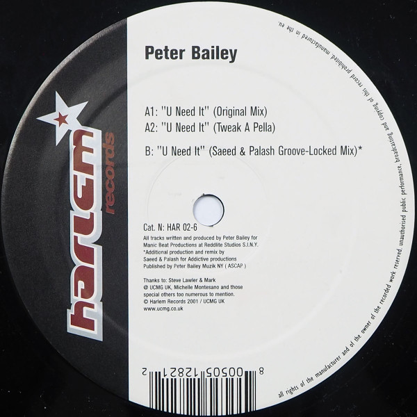 Peter Bailey - U Need It | Harlem Records (HAR 02-6) - main