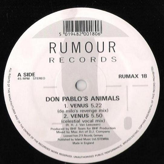 Don Pablo's Animals - Venus | Rumour Records (RUMAX 18) - 3