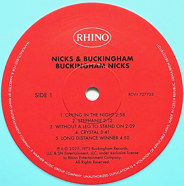 Buckingham Nicks - Buckingham Nicks LP - BLUE VINYL | Rhino Records (RCV1 727725) - 4