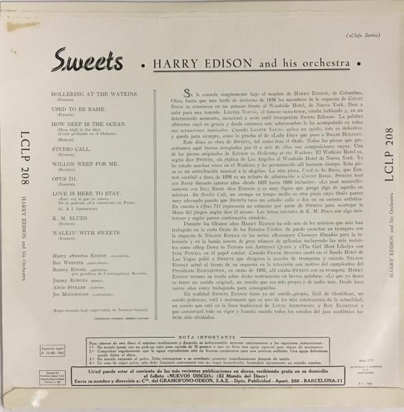 Harry Edison And His Orchestra - Sweets | La Voz De Su Amo (LCLP 208) - 2 Harry Edison And His Orchestra - Sweets | La Voz De Su Amo (LCLP 208) - 2