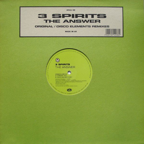 3 Spirits - The Answer (Original / Disco Elements Remixes) | Azuli Records (AZNY 88) 3 Spirits - The Answer (Original / Disco Elements Remixes) | Azuli Records (AZNY 88)