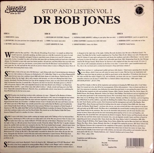 Dr. Bob Jones - Stop And Listen Vol. I | BBE (bbe lp 001) - 2