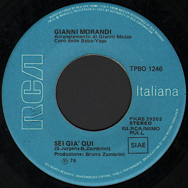 Gianni Morandi - Sei Forte Papà / Sei Già Qui | RCA (TPBO 1246) - 4