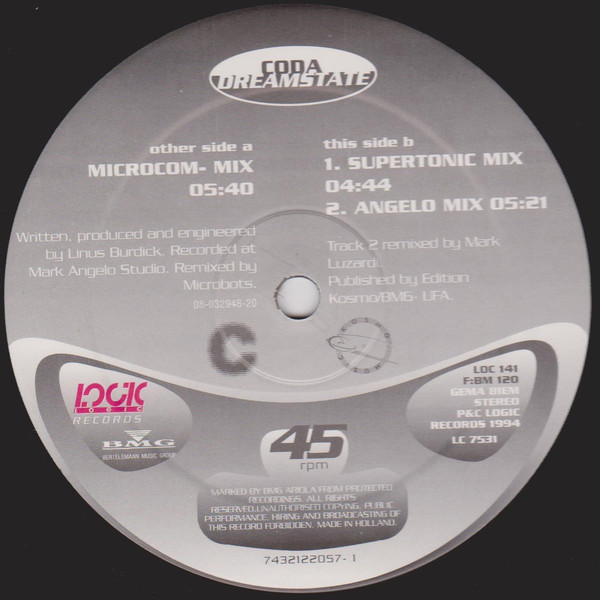Coda - Dreamstate | Logic Records (LOC 141) Coda - Dreamstate | Logic Records (LOC 141)