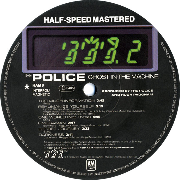 The Police - Ghost In The Machine | A&M Records (HAM 8) - 4 The Police - Ghost In The Machine | A&M Records (HAM 8) - 4