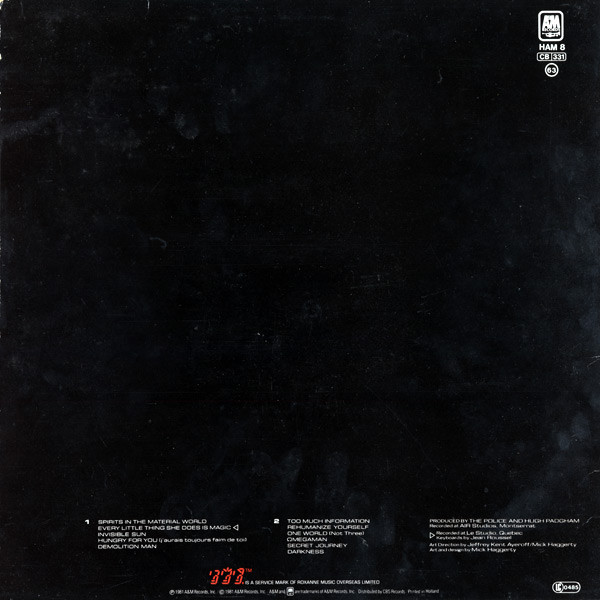 The Police - Ghost In The Machine | A&M Records (HAM 8) - 2 The Police - Ghost In The Machine | A&M Records (HAM 8) - 2
