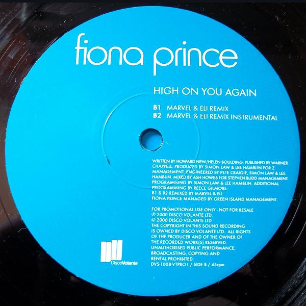 Fiona Prince - High On You Again | Disco Volante (DVS-1008-VTPRO1) - 3