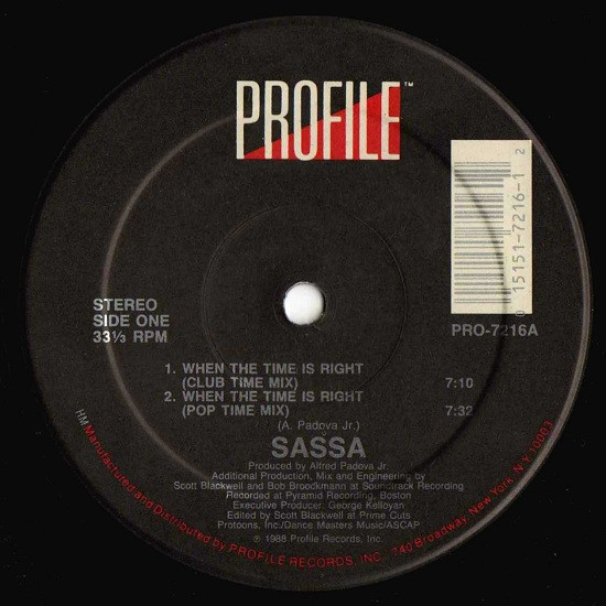 Sassa - When The Time Is Right | Profile Records (PRO-7216)
