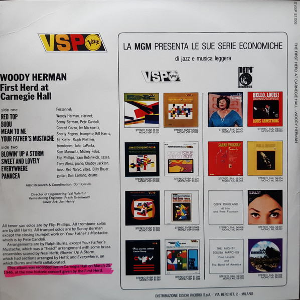 Woody Herman - The First Herd At Carnegie Hall | VSP (SVSP 57 006) - 2