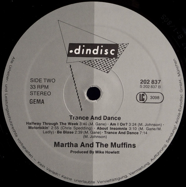 Martha And The Muffins - Trance And Dance | Dindisc (202 837) - 4