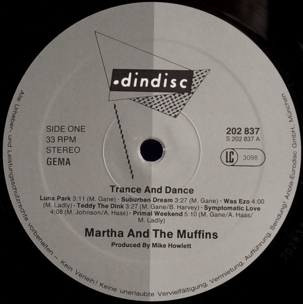 Martha And The Muffins - Trance And Dance | Dindisc (202 837) - 3