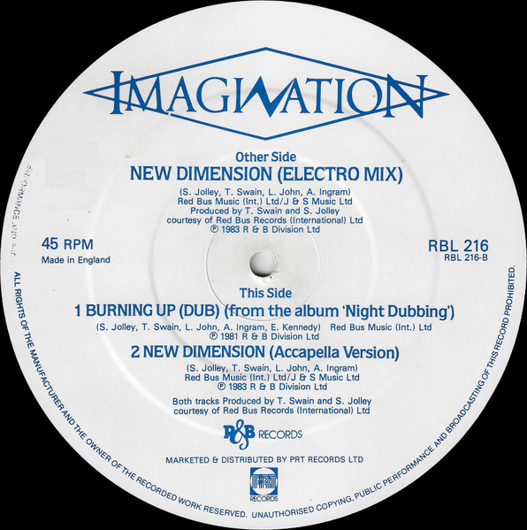 Imagination - New Dimension (Electro Mix) | R & B Records (RBL 216) - 3