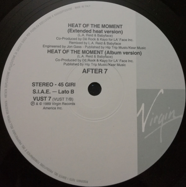 After 7 - Heat Of The Moment | Virgin (VUST 7) - main