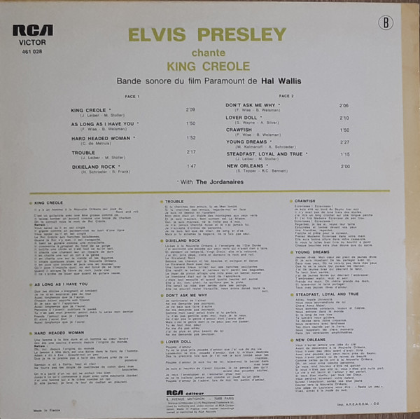 Elvis Presley - King Creole | RCA Victor (461.028) - 2