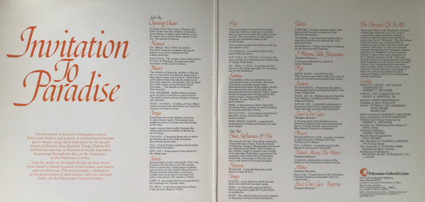 Polynesian Cultural Center - Invitation To Paradise | BMC Records (BMC 1001) - 2