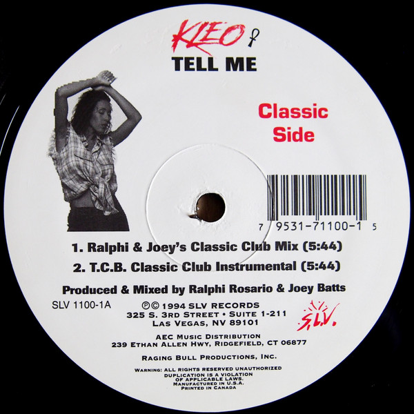 Kleo - Tell  Me | SLV Records (SLV 1100-1) - main