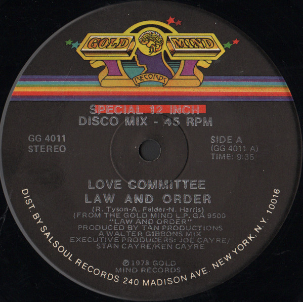Love Committee - Law And Order / Just As Long As I Got You | Gold Mind Records (GG 4011) - main