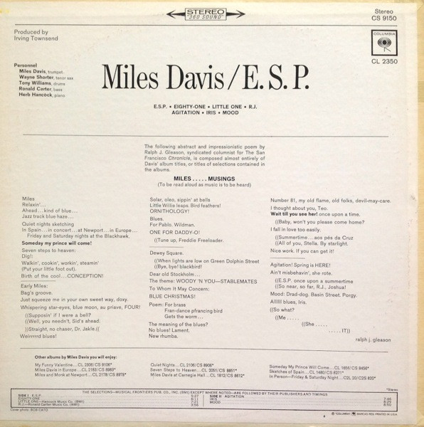 Miles Davis - E.S.P. | Columbia (CS 9150) - 2 Miles Davis - E.S.P. | Columbia (CS 9150) - 2