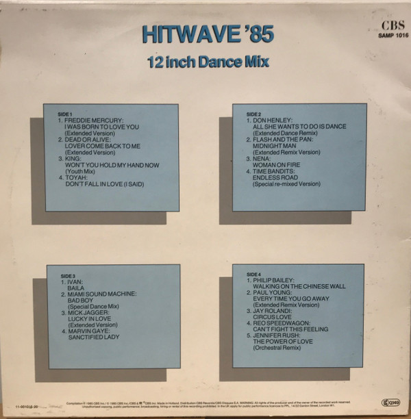 Various - Hitwave '85 (12 Inch Dance Mix) | CBS (SAMP 1016)