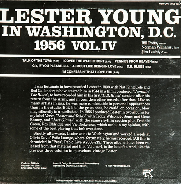 Lester Young - Pres Vol. IV | Pablo Live (2308-230) - 2