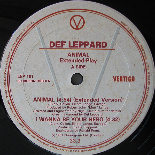 Def Leppard - Animal (EP - Limited Edition) [Vinyl] | Vertigo (LEP 101) - 5